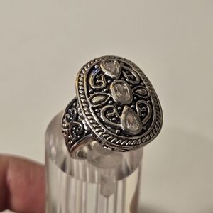 Elegant Silver and Black Women's Ring